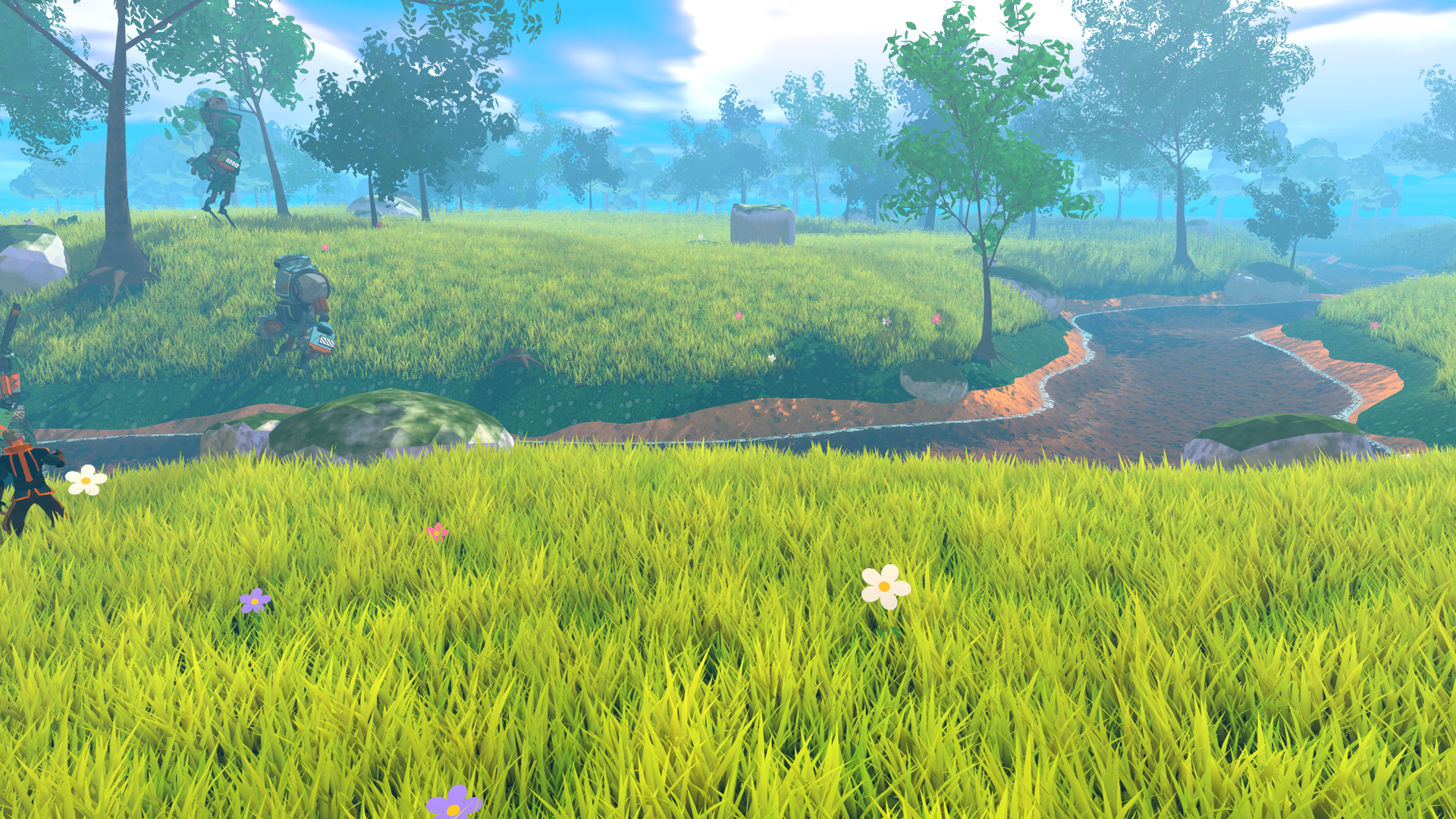 Screenshot: mechs on the hill